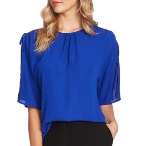 Vince Camuto Tops - (5 for $25) Vince Camuto Split Sleeve Georgette Blouse In Electric Blue XS